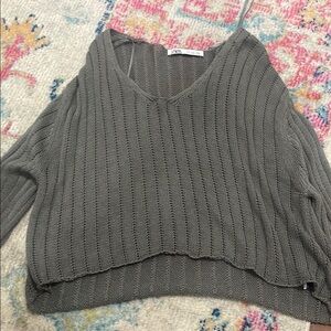 Zara green V-Neck Women's Sweater